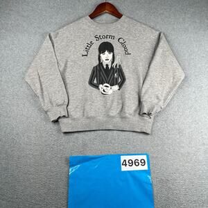 Wednesday Little Storm Cloud Graphic Print Sweatshirt Youth Size 12 Gray Heather